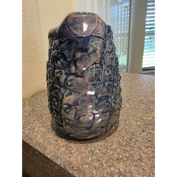 BBP Beaumont Bros Pottery Blue Gray Stoneware Pineapple Pitcher 7" 1998 - Picture 4 of 8